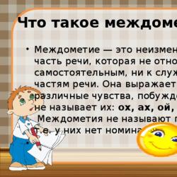 Presentation on the topic"урок междометия"